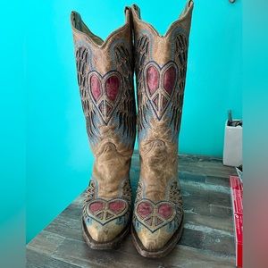 Corral Peace Heart Leather Cowboy Boots